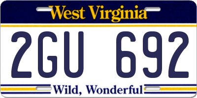 WV license plate 2GU692
