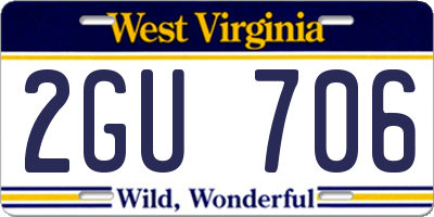 WV license plate 2GU706