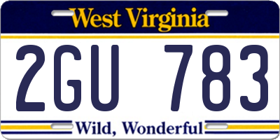 WV license plate 2GU783