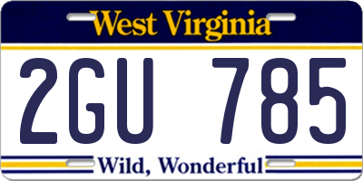 WV license plate 2GU785
