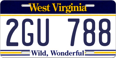 WV license plate 2GU788