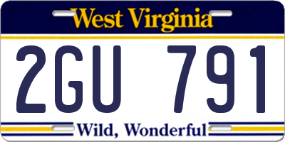 WV license plate 2GU791