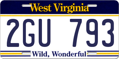 WV license plate 2GU793