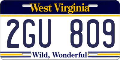 WV license plate 2GU809