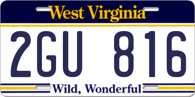 WV license plate 2GU816