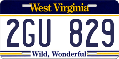 WV license plate 2GU829