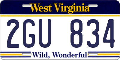 WV license plate 2GU834