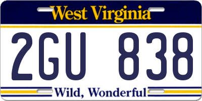 WV license plate 2GU838
