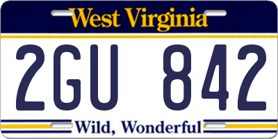 WV license plate 2GU842