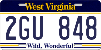 WV license plate 2GU848