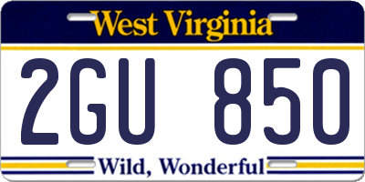 WV license plate 2GU850