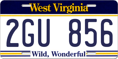 WV license plate 2GU856