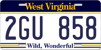 WV license plate 2GU858