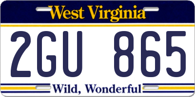WV license plate 2GU865