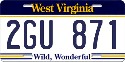 WV license plate 2GU871