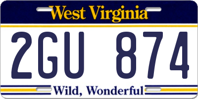 WV license plate 2GU874