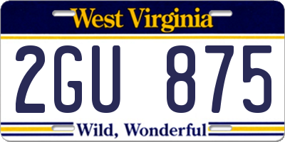 WV license plate 2GU875