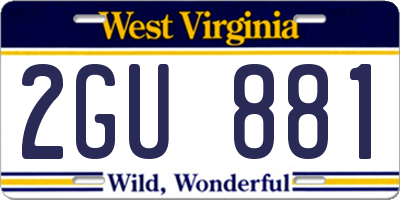 WV license plate 2GU881
