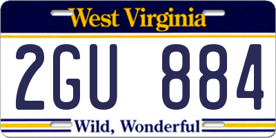 WV license plate 2GU884