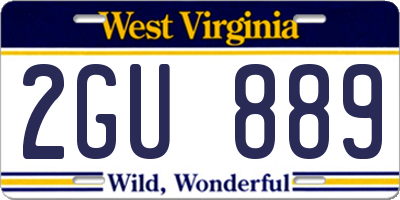 WV license plate 2GU889