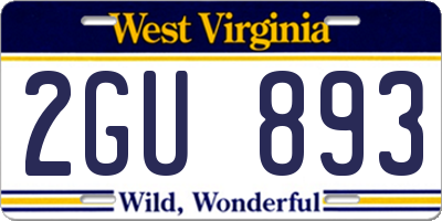 WV license plate 2GU893
