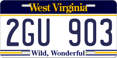 WV license plate 2GU903