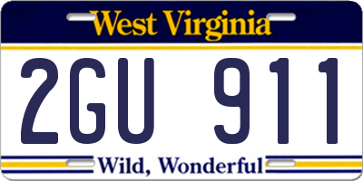 WV license plate 2GU911