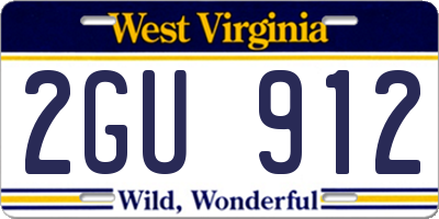 WV license plate 2GU912