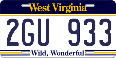 WV license plate 2GU933