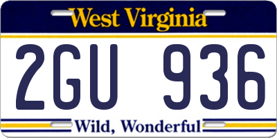 WV license plate 2GU936