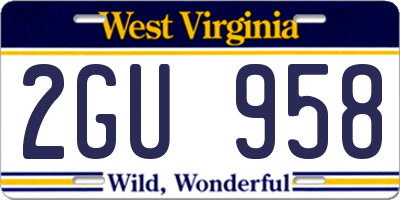WV license plate 2GU958