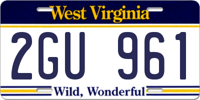 WV license plate 2GU961