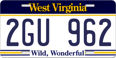 WV license plate 2GU962
