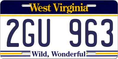 WV license plate 2GU963