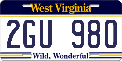 WV license plate 2GU980
