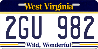 WV license plate 2GU982
