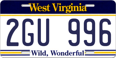 WV license plate 2GU996