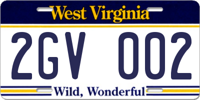 WV license plate 2GV002