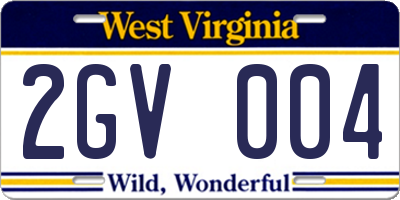WV license plate 2GV004