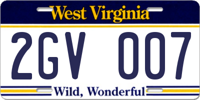 WV license plate 2GV007
