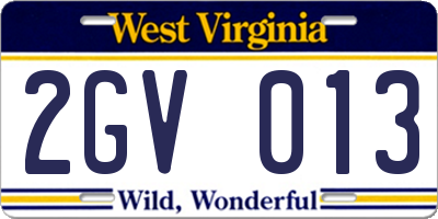 WV license plate 2GV013