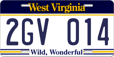 WV license plate 2GV014