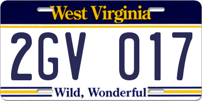 WV license plate 2GV017