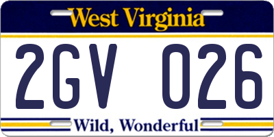WV license plate 2GV026