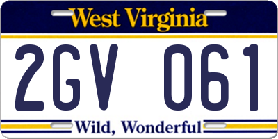 WV license plate 2GV061