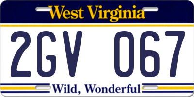 WV license plate 2GV067