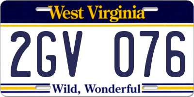 WV license plate 2GV076