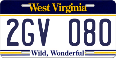 WV license plate 2GV080