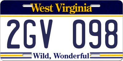 WV license plate 2GV098