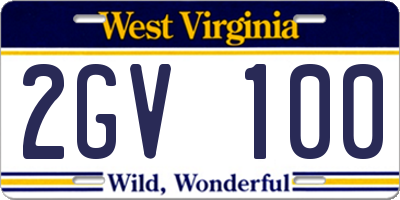 WV license plate 2GV100